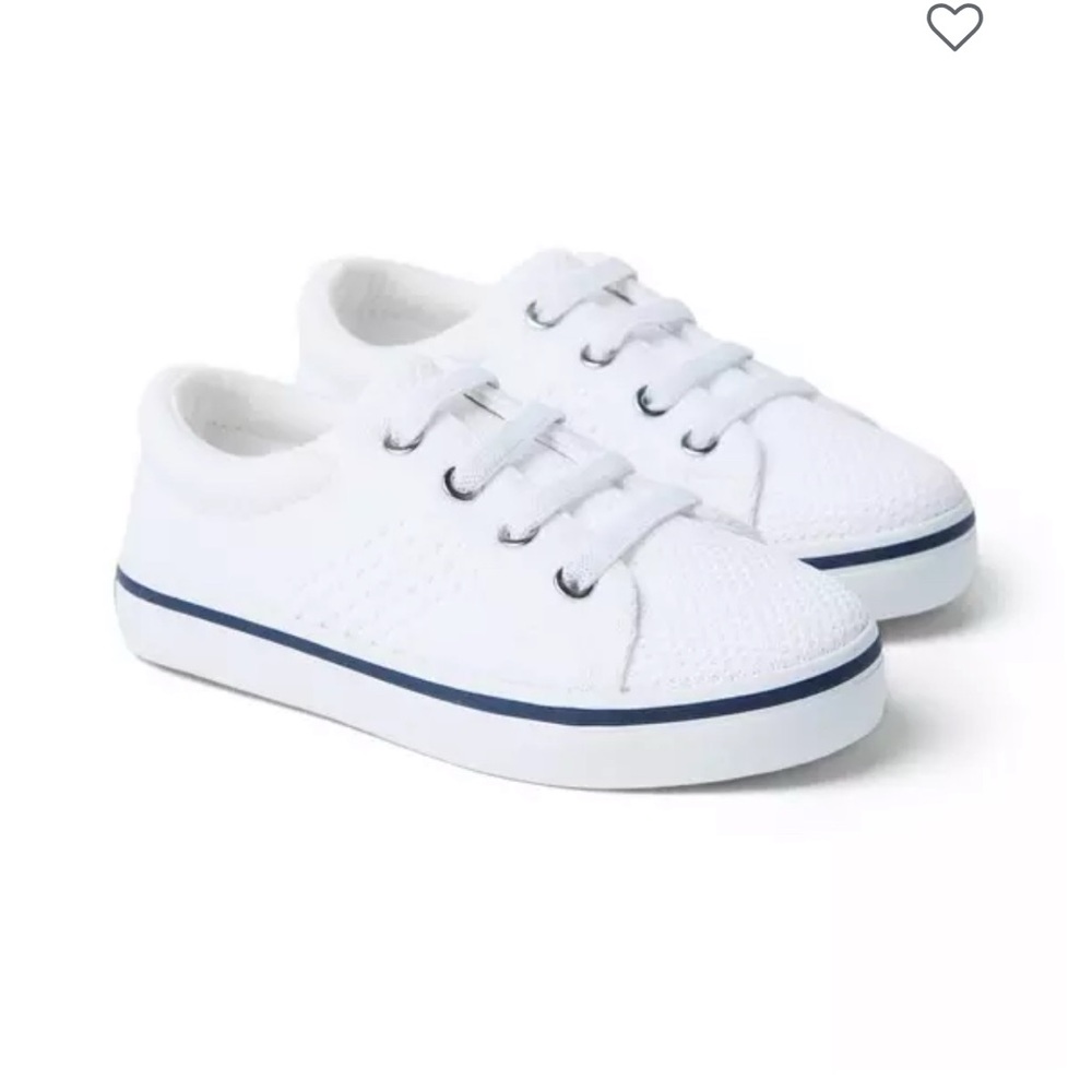 Janie and Jack Kids Sneakers in White with Blue Trim